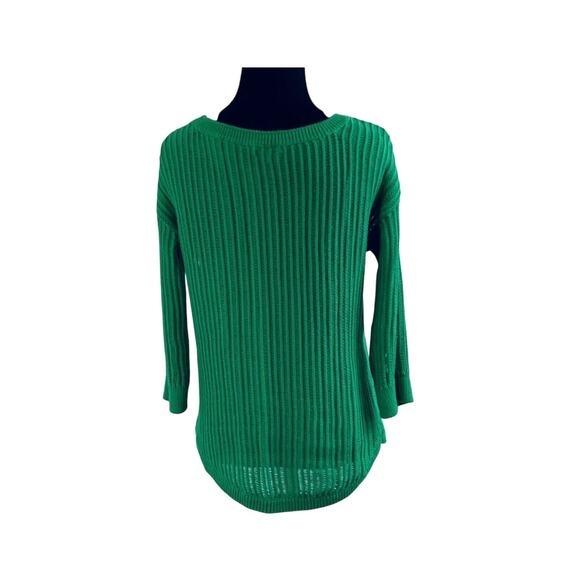 Gap Designed and Crafted green 3/4 sleeve open knit sweater XS - Picture 2 of 8